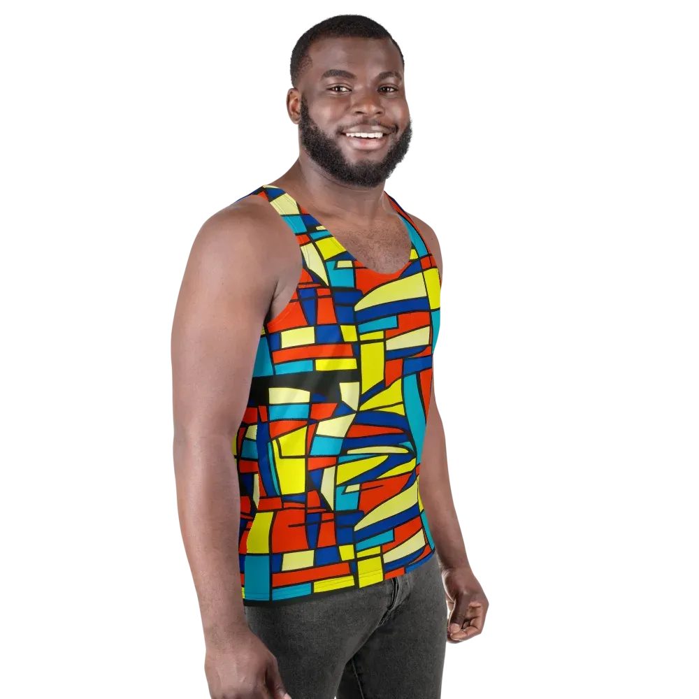 Neon Fractals on Men's Tank Top — Right Front