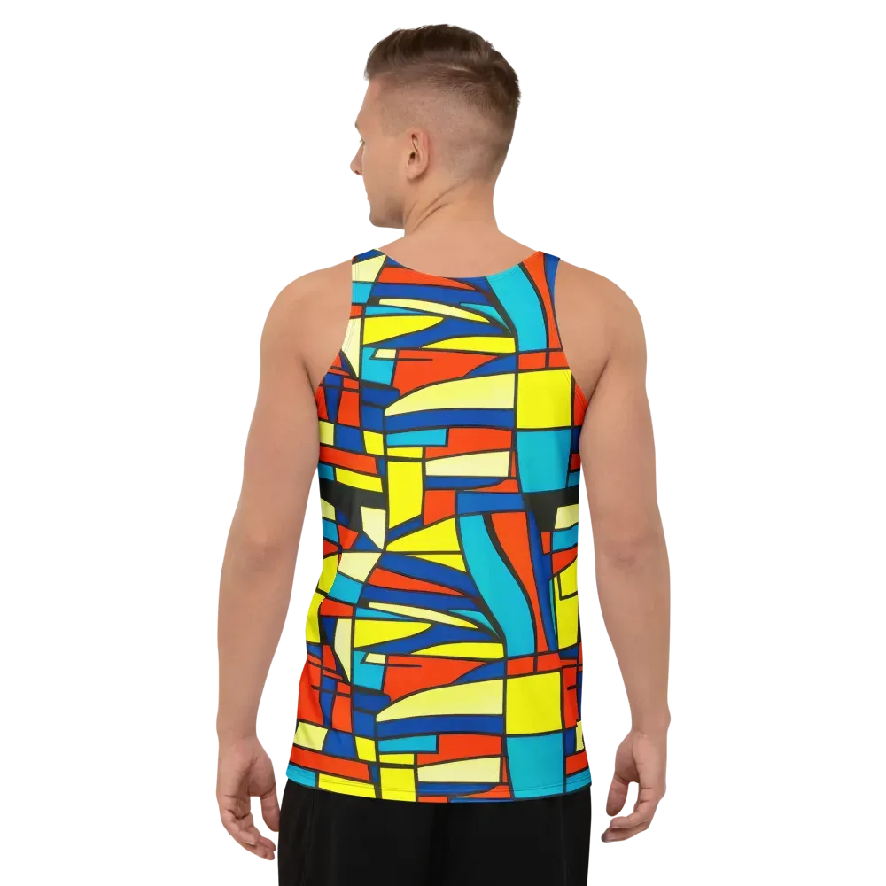 Neon Fractals on Men's Tank Top — Back