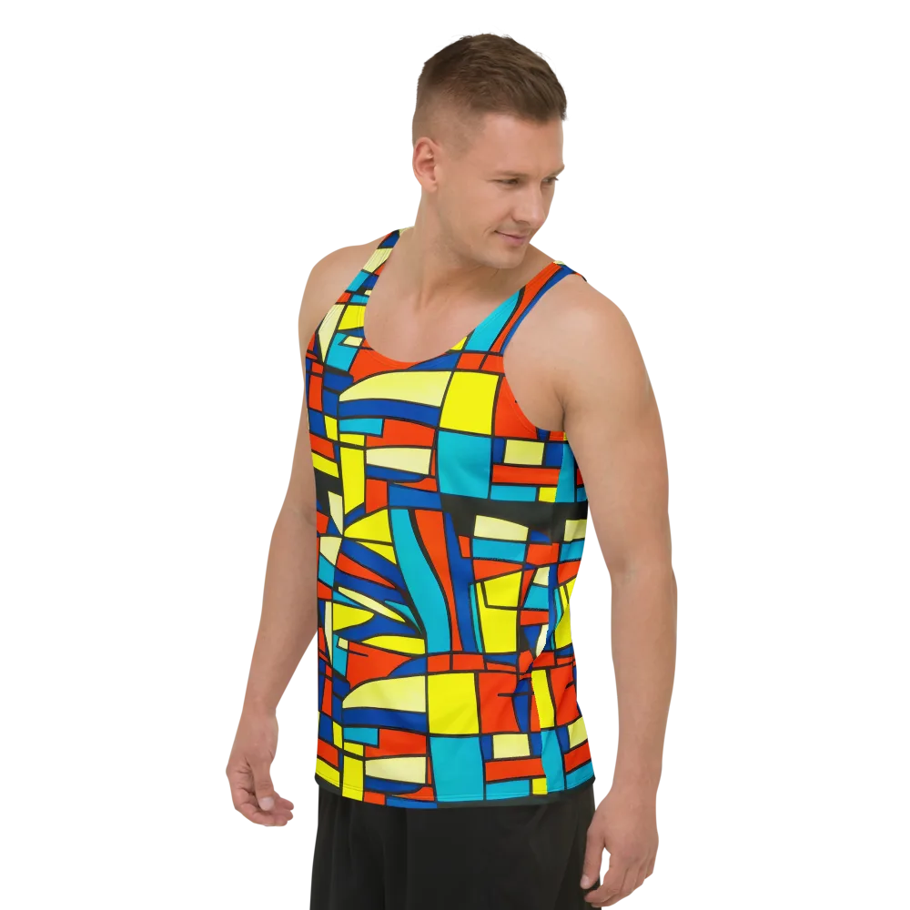 Neon Fractals on Men's Tank Top — Left Front