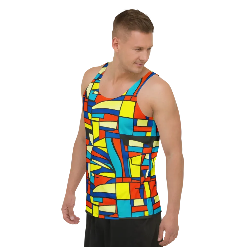 Neon Fractals on Men's Tank Top — Left Front