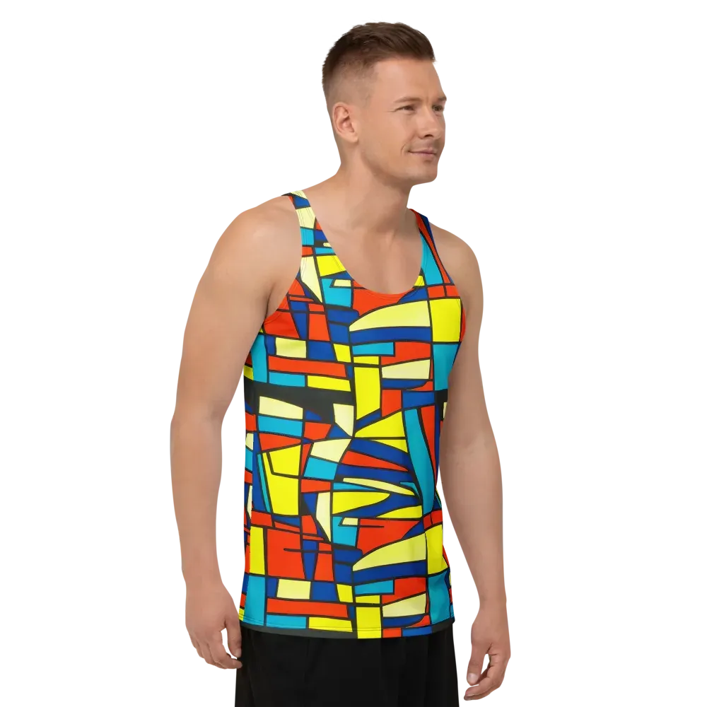 Neon Fractals on Men's Tank Top — Right Front