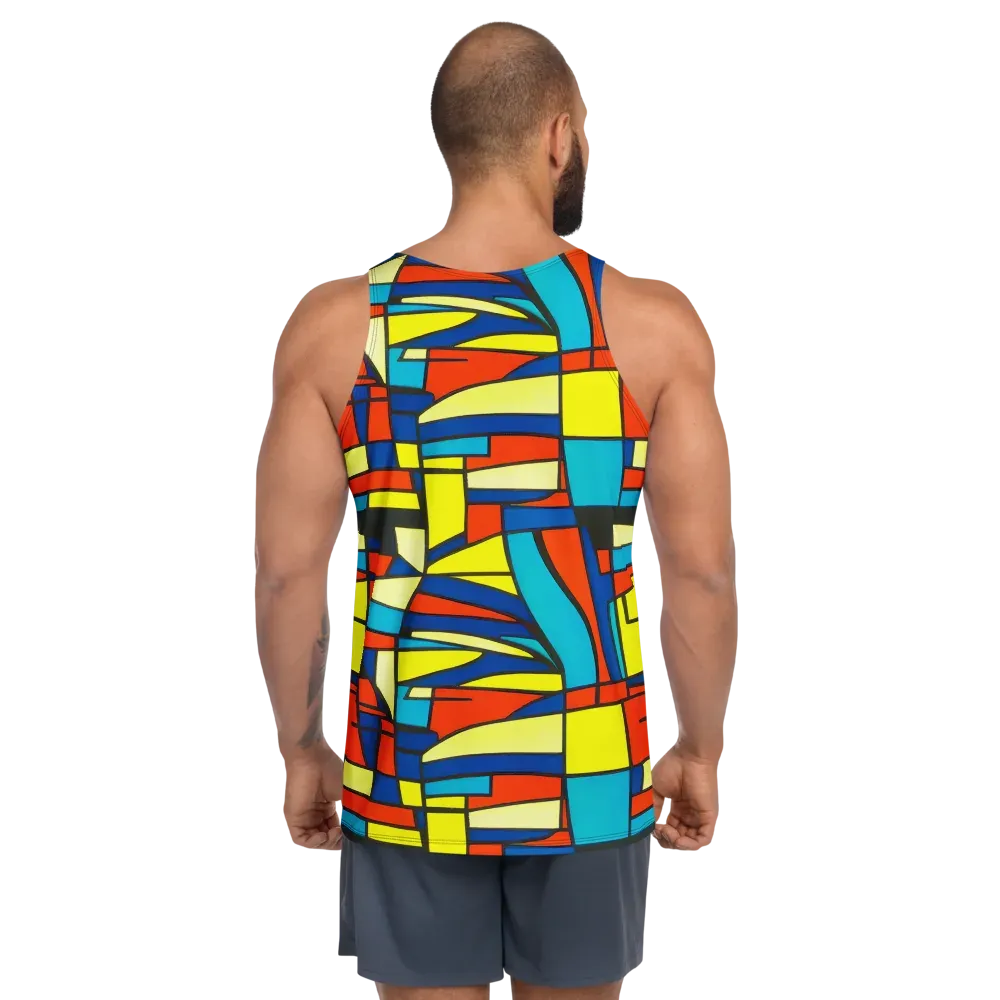 Neon Fractals on Men's Tank Top — Back