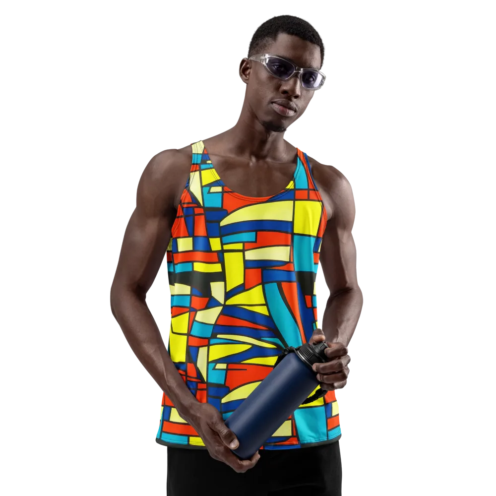Neon Fractals on Men's Tank Top — Front