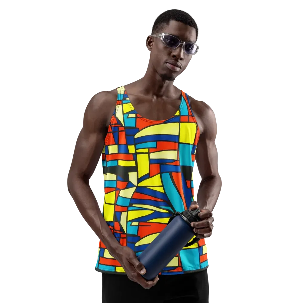 Neon Fractals on Men's Tank Top — Front