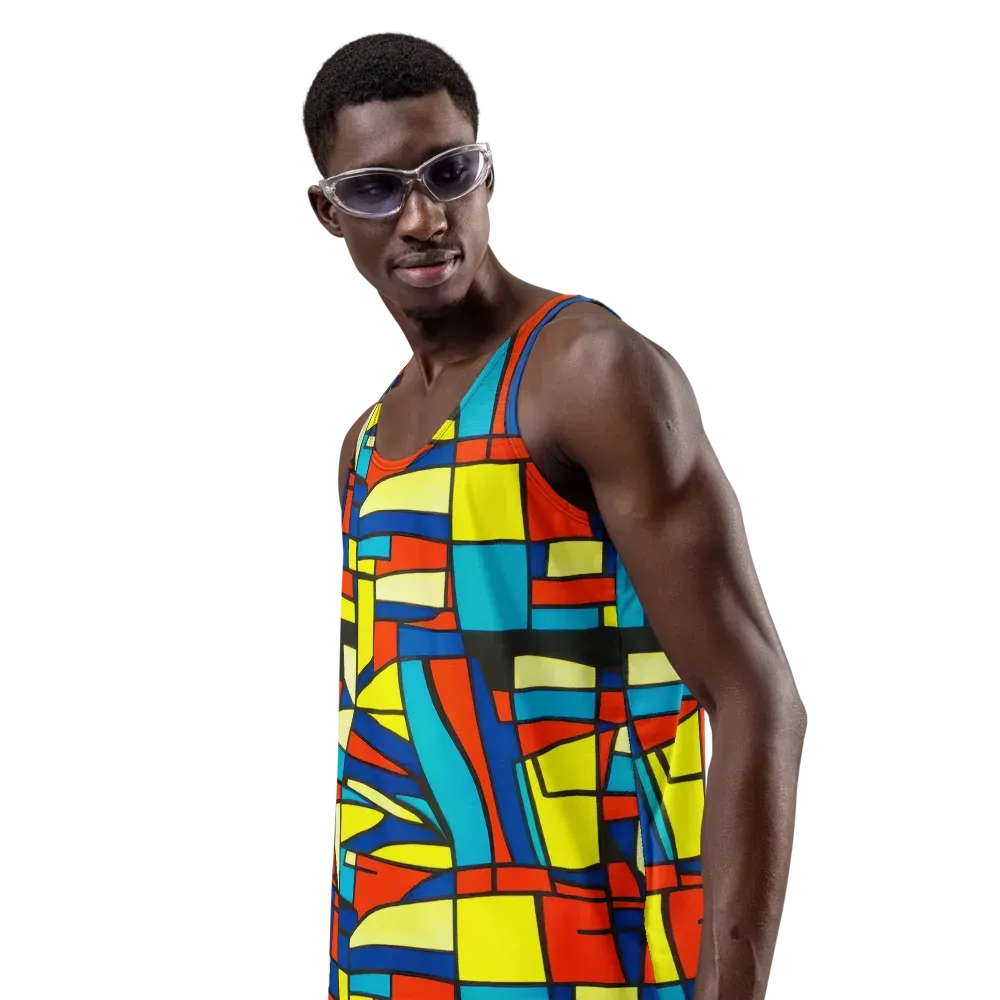 Neon Fractals on Men's Tank Top — Left