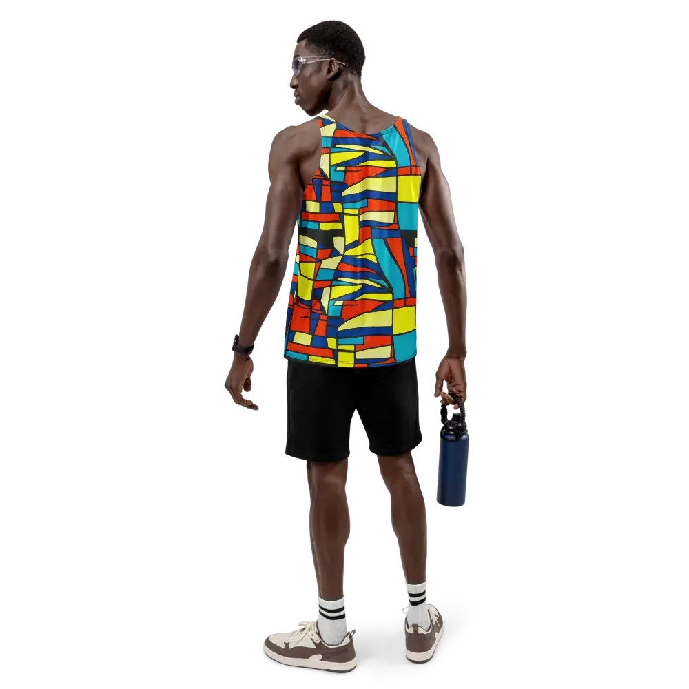 Neon Fractals on Men's Tank Top — Back