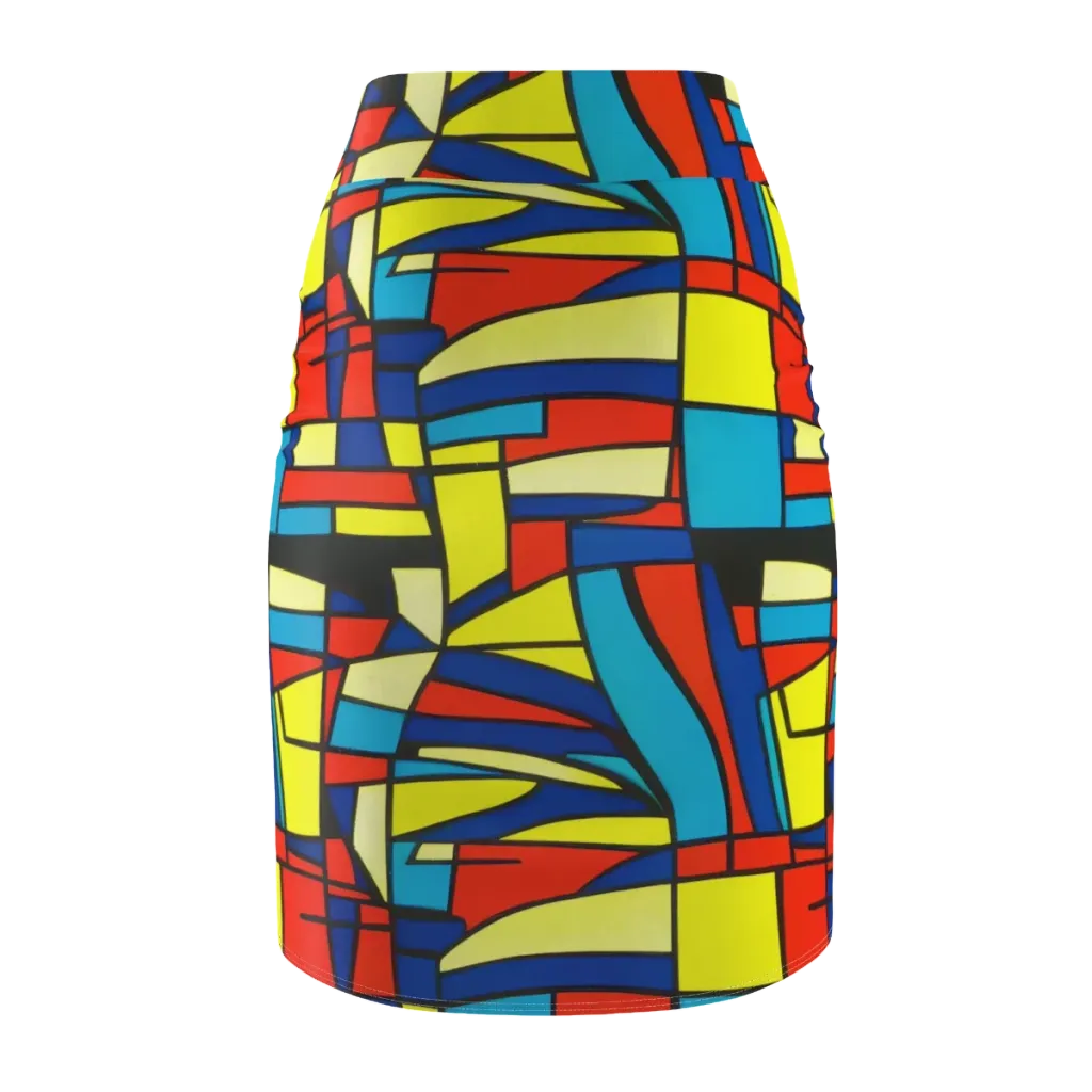 Neon Fractals on Pencil Skirt — Back