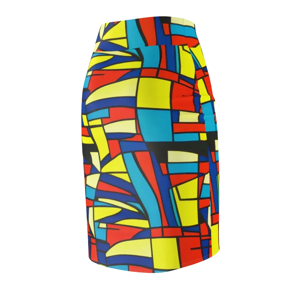 Neon Fractals on Pencil Skirt — Back Side