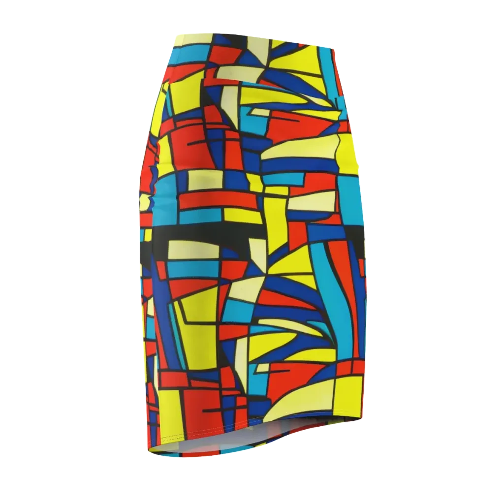 Neon Fractals on Pencil Skirt — Front Side