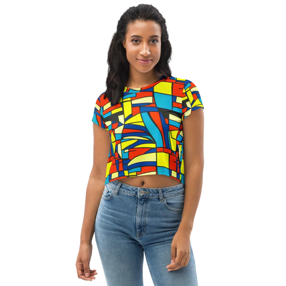 Neon Fractals on Crop Tee — Front