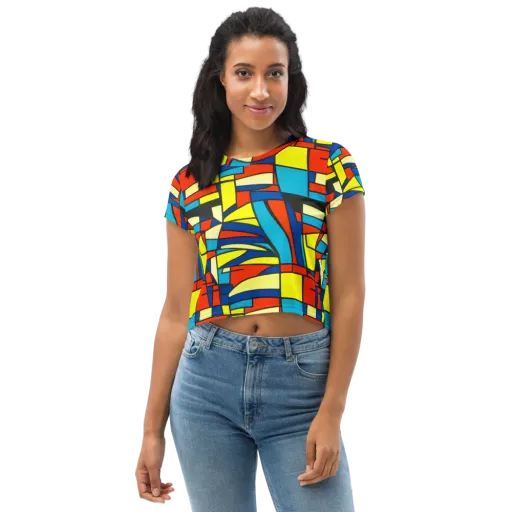 Neon Fractals on a Crop Tee