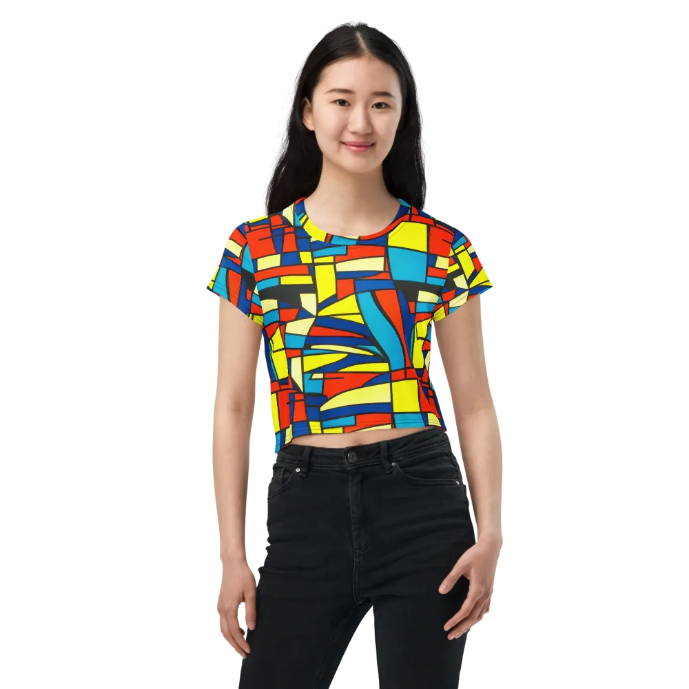 Neon Fractals on Crop Tee — Front