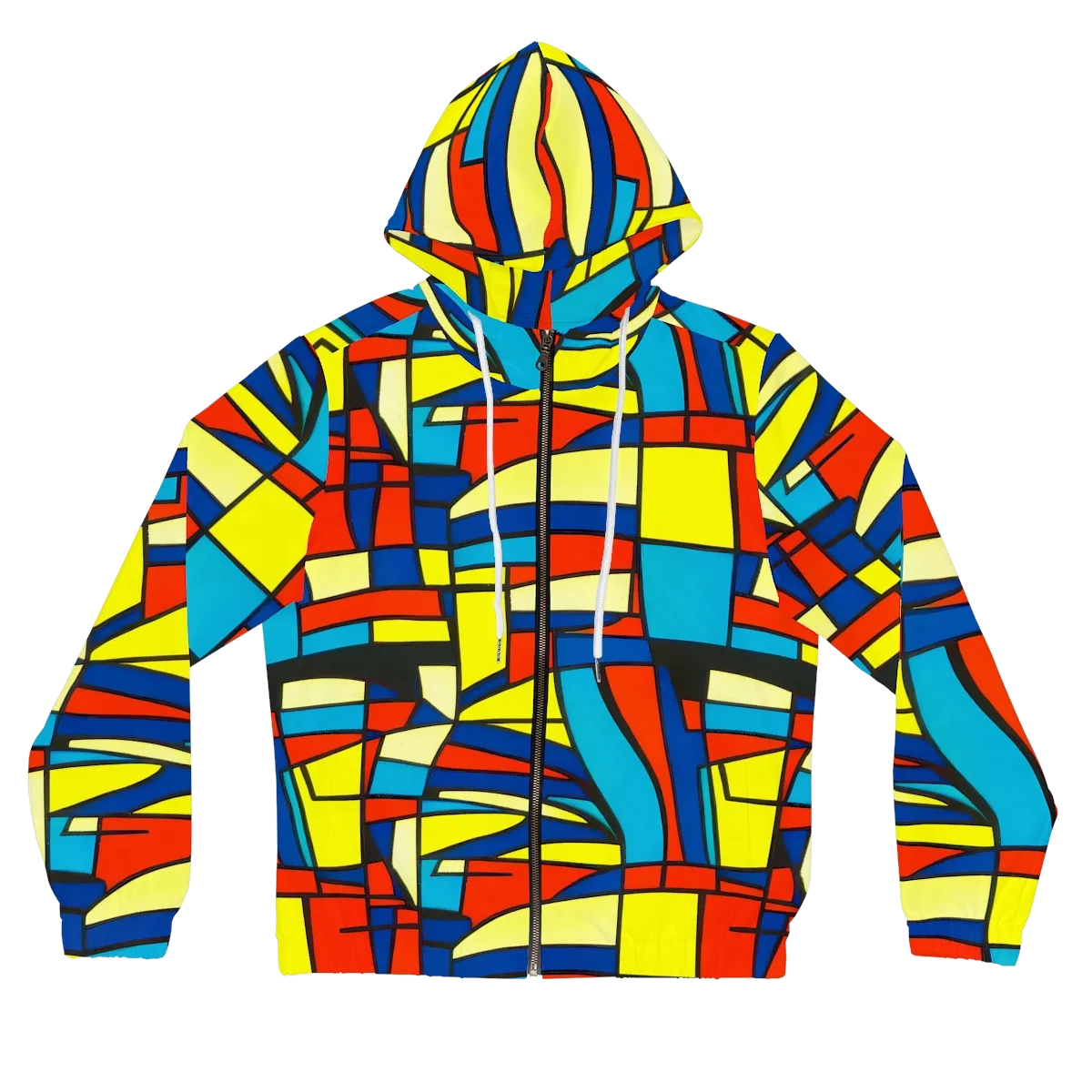 Neon Fractals on Women's Full-Zip Hoodie — Front