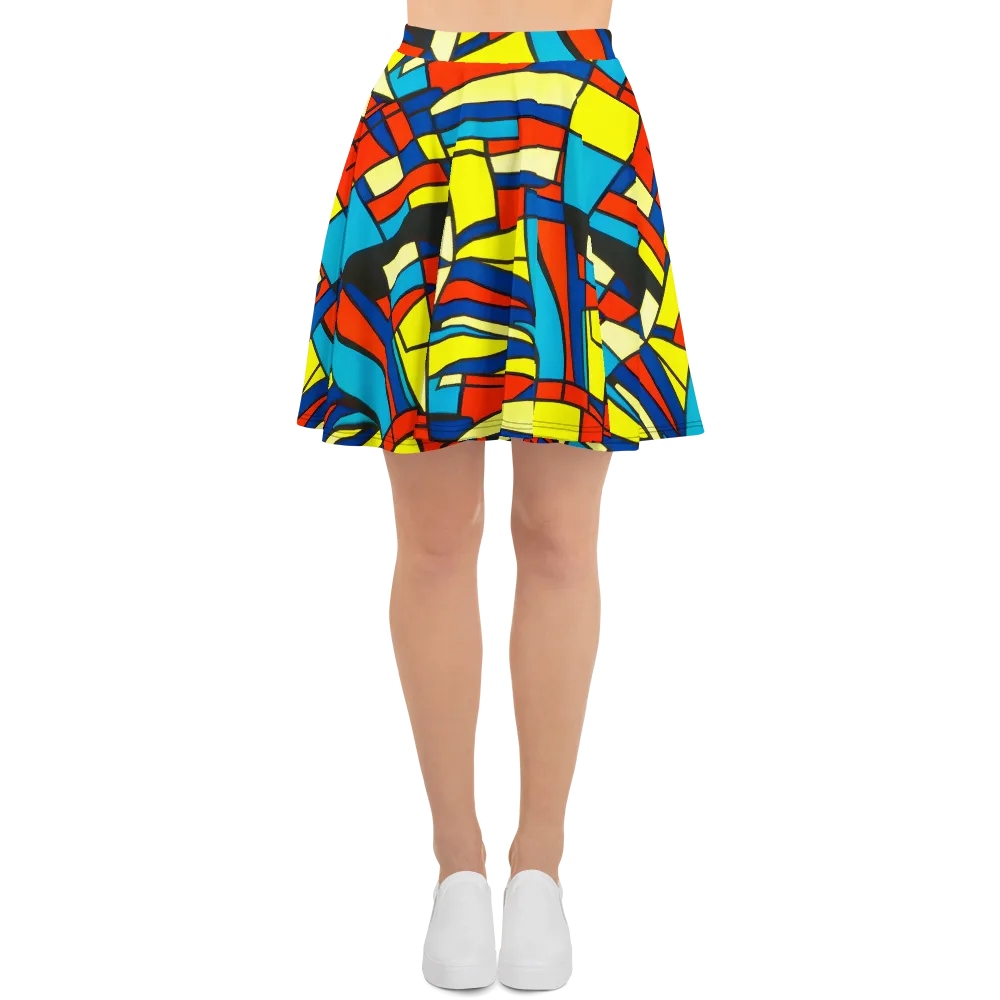 Neon Fractals on Skater Skirt — Front