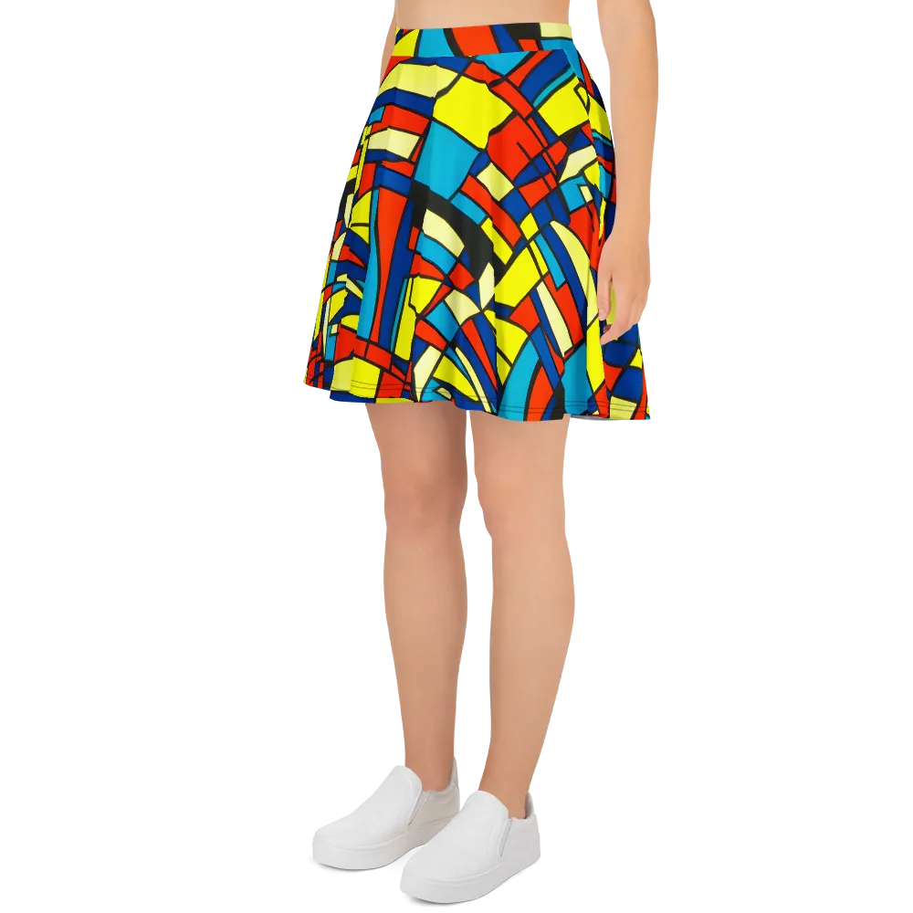 Neon Fractals on Skater Skirt — Left
