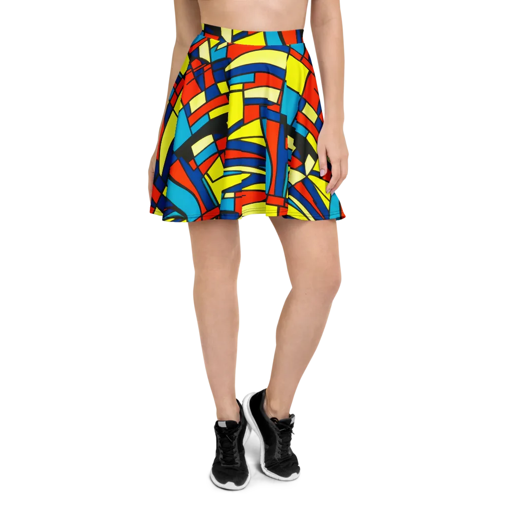 Neon Fractals on Skater Skirt — Front