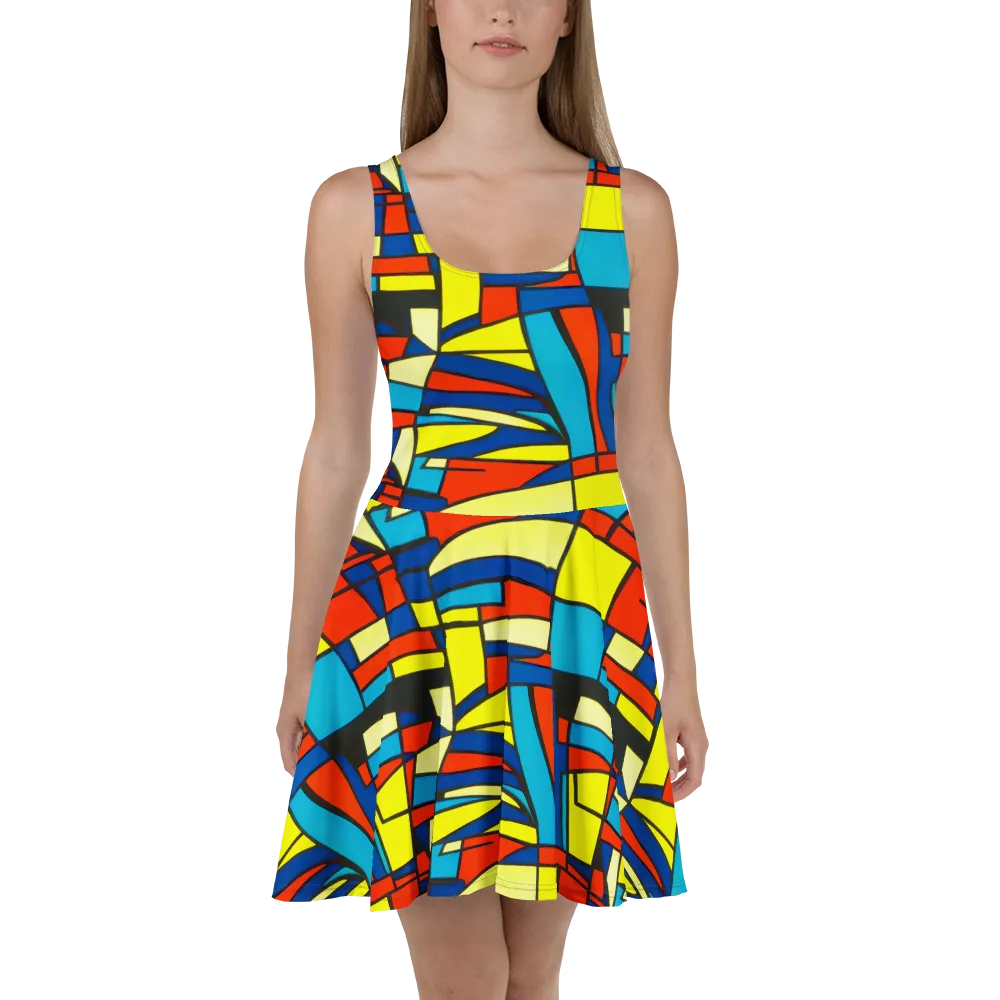 Neon Fractals on Skater Dress — Front