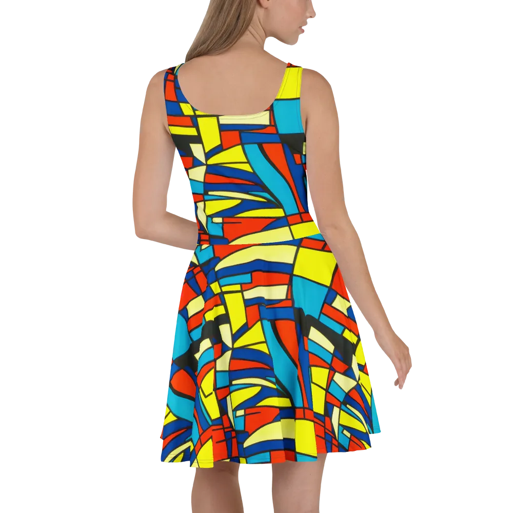 Neon Fractals on Skater Dress — Back