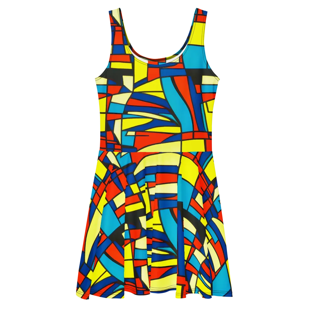 Neon Fractals on Skater Dress — Front