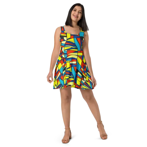 Neon Fractals on a Skater Dress