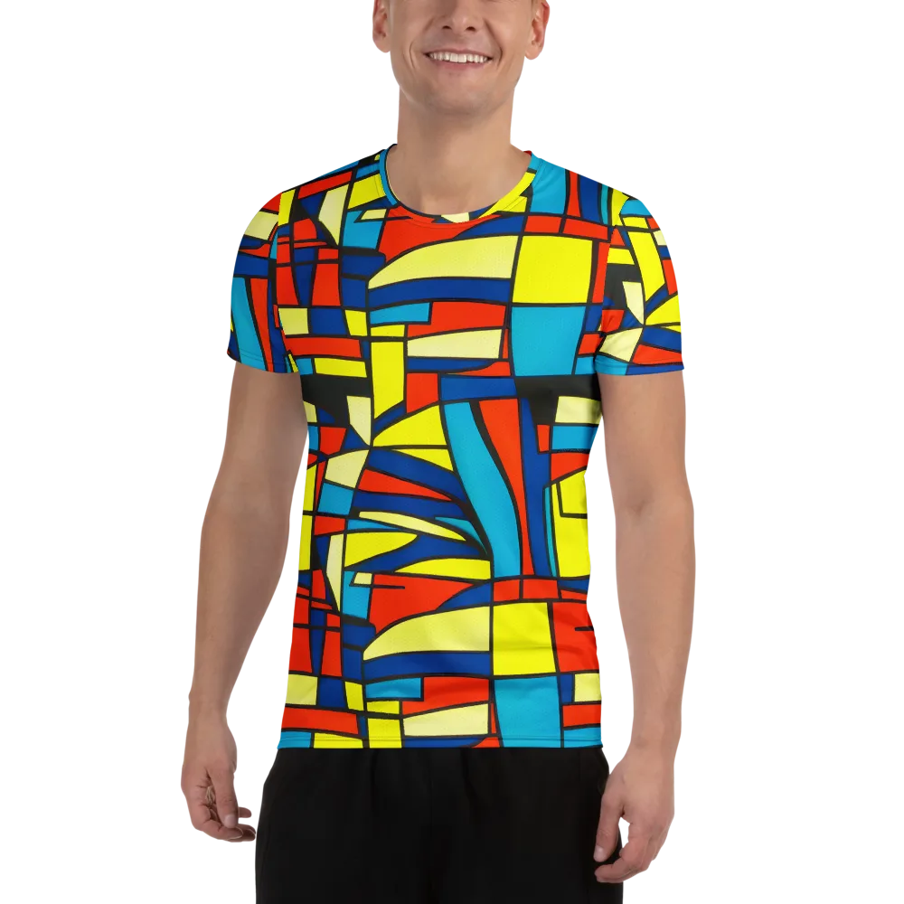 Neon Fractals on Men's Athletic T-Shirt — Front
