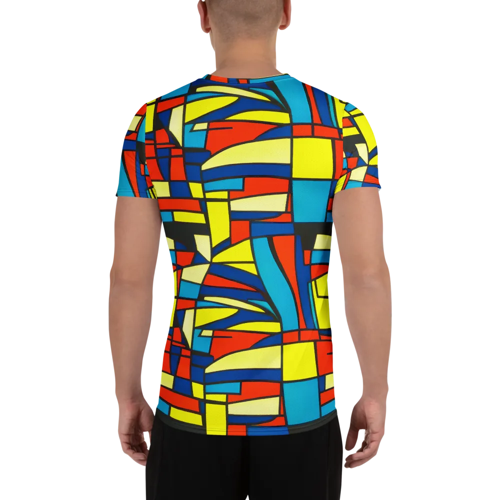 Neon Fractals on Men's Athletic T-Shirt — Back