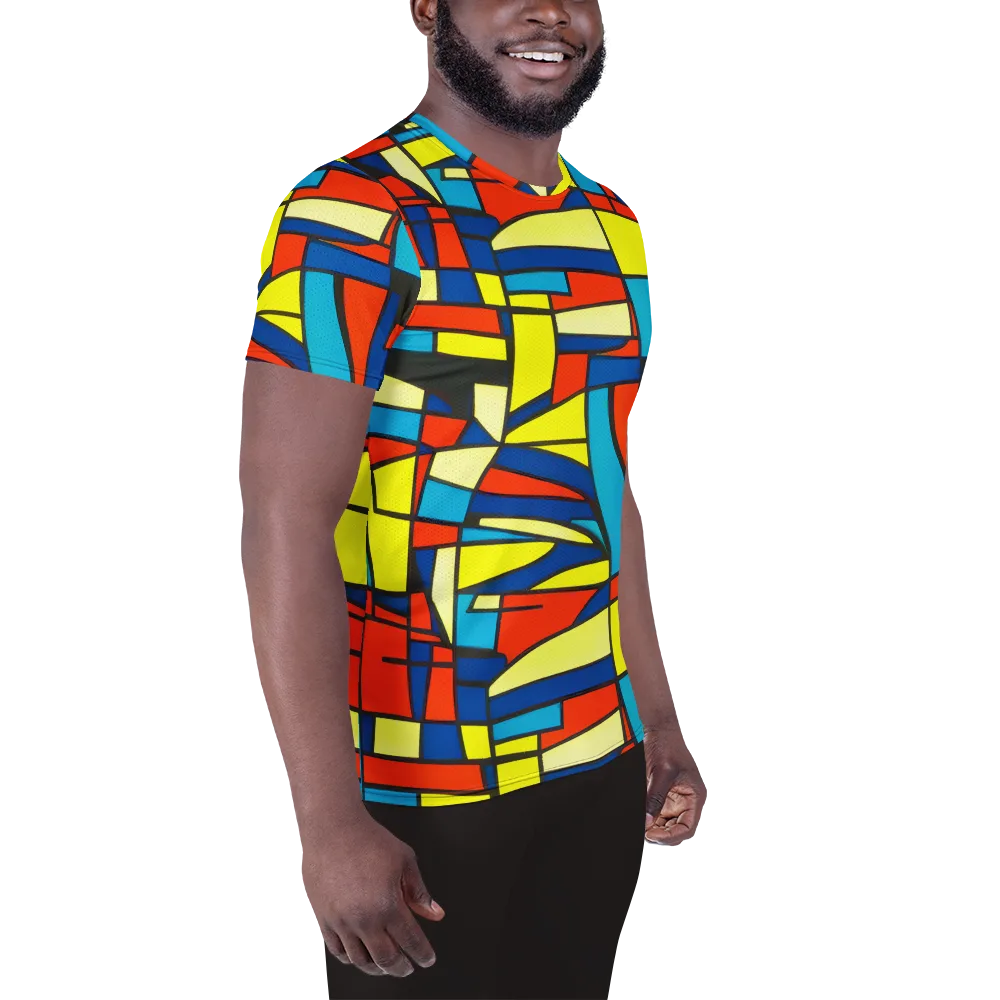 Neon Fractals on Men's Athletic T-Shirt — Right
