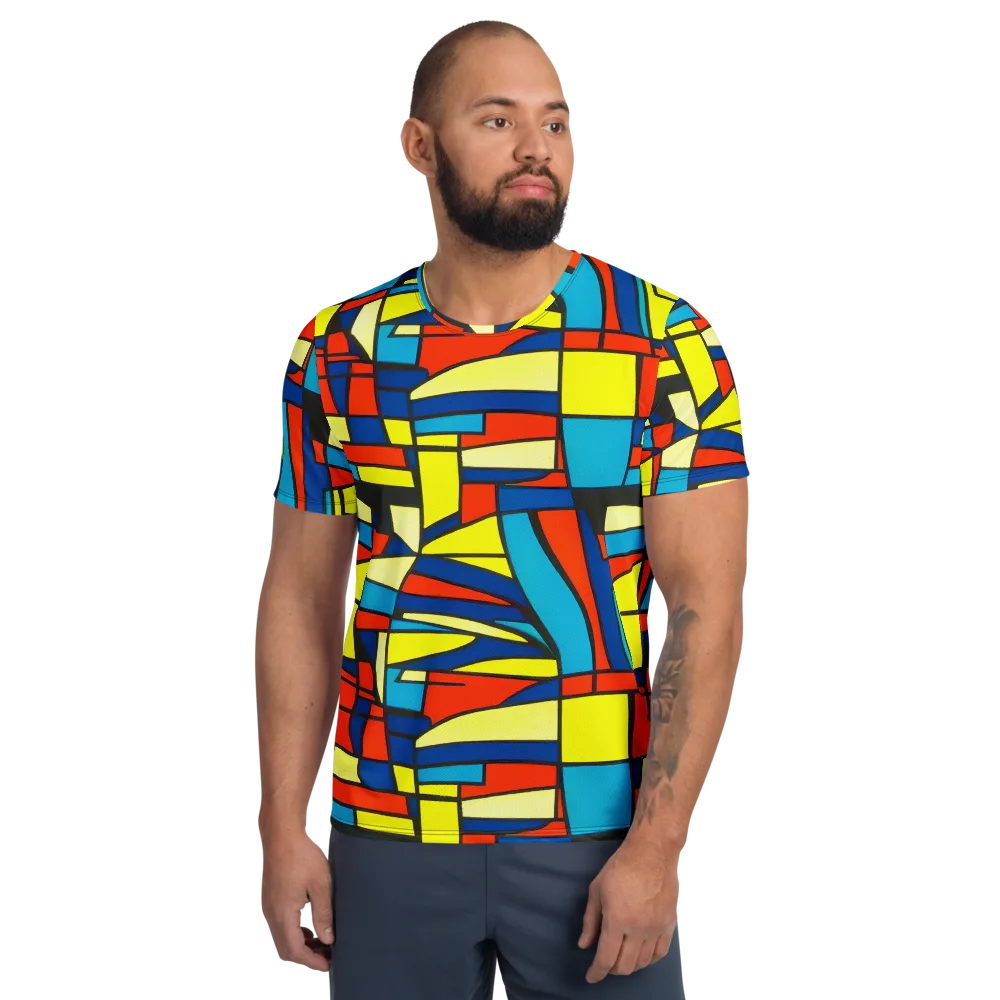 Neon Fractals on Men's Athletic T-Shirt — Front