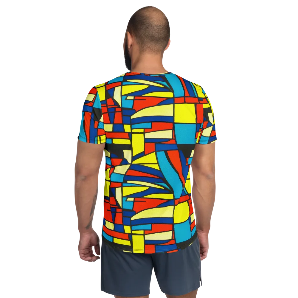 Neon Fractals on Men's Athletic T-Shirt — Back