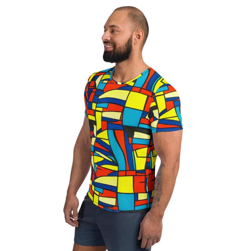 Neon Fractals on Men's Athletic T-Shirt — Left