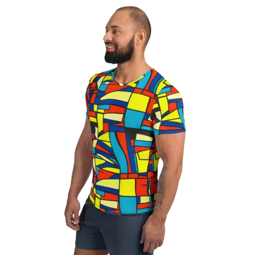 Neon Fractals on a Men's Athletic T-Shirt