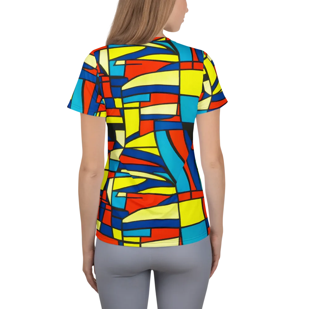 Neon Fractals on Women's Athletic T-Shirt — Back