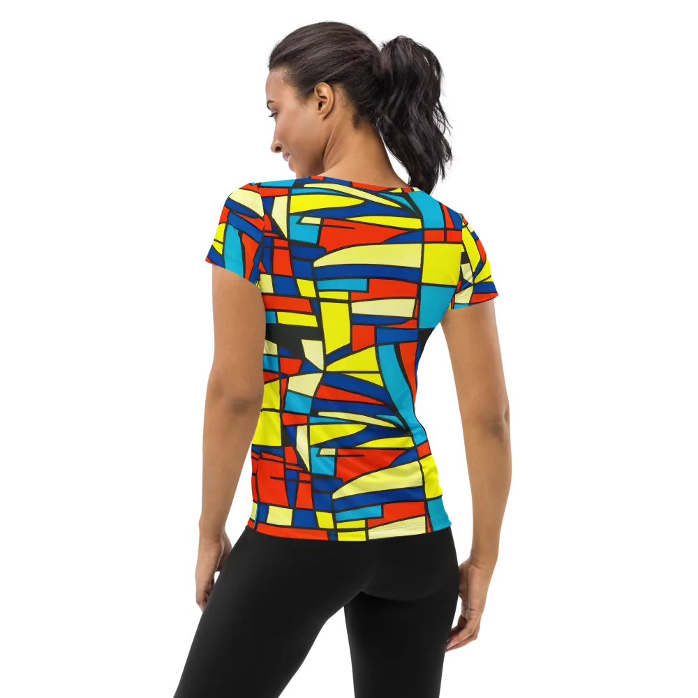 Neon Fractals on Women's Athletic T-Shirt — Back