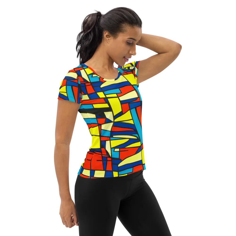 Neon Fractals on Women's Athletic T-Shirt — Right