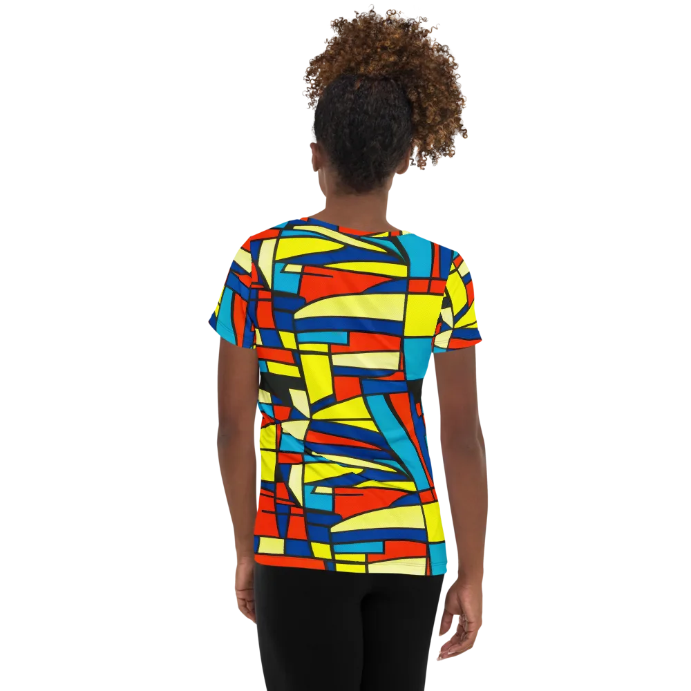Neon Fractals on Women's Athletic T-Shirt — Back