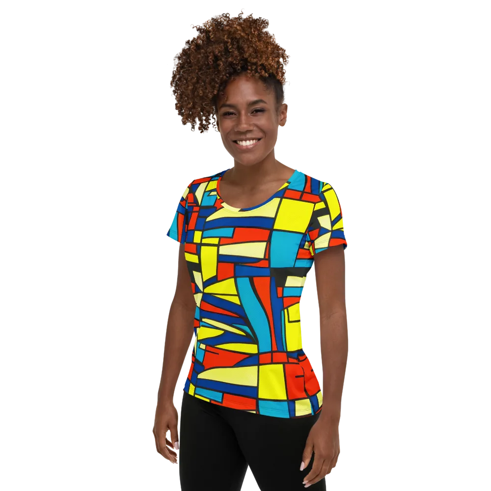 Neon Fractals on Women's Athletic T-Shirt — Left