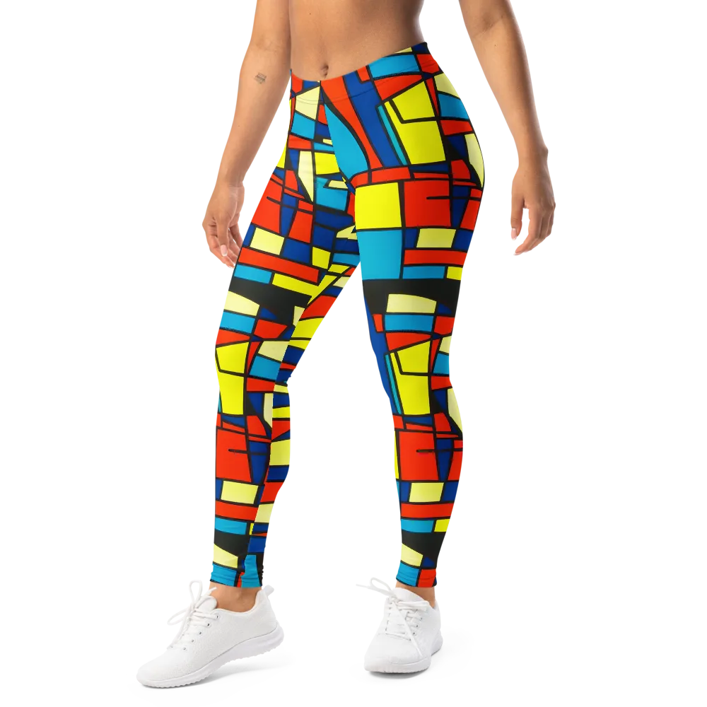 Neon Fractals on Leggings — Left Front