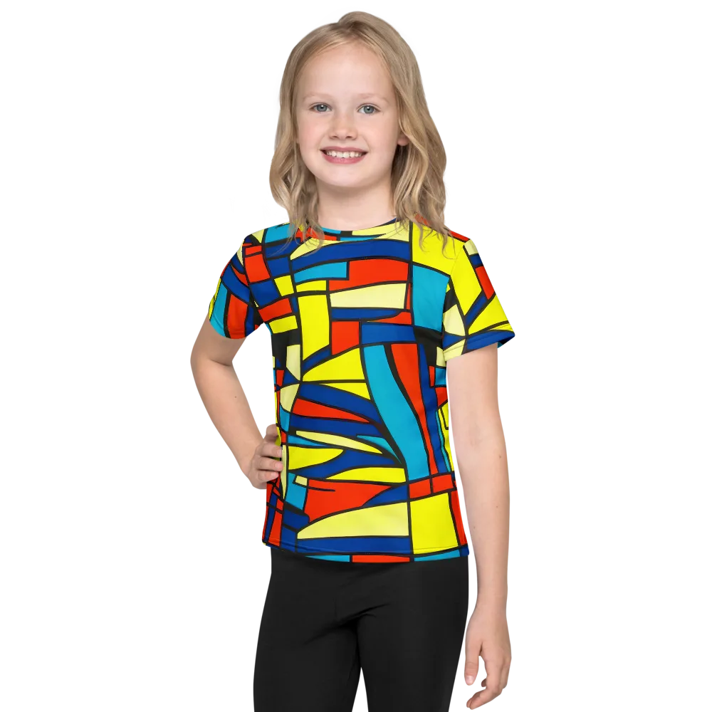 Neon Fractals on Kids Crew Neck T-Shirt — Front