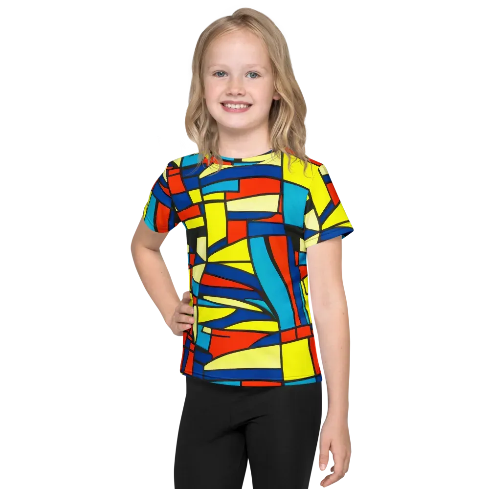 Neon Fractals on Kids Crew Neck T-Shirt — Front