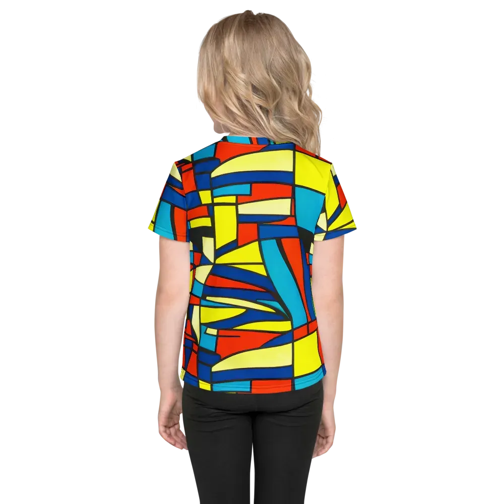 Neon Fractals on Kids Crew Neck T-Shirt — Back