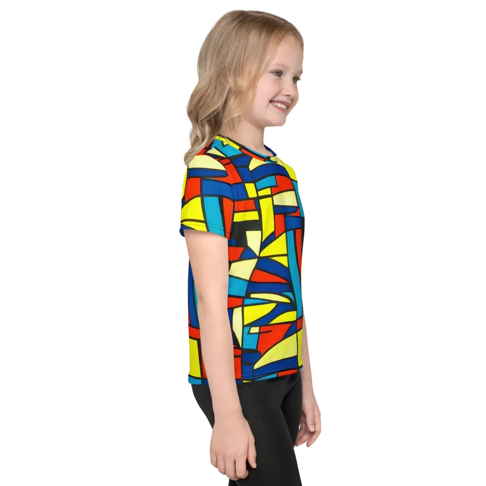 Neon Fractals on Kids Crew Neck T-Shirt — Right