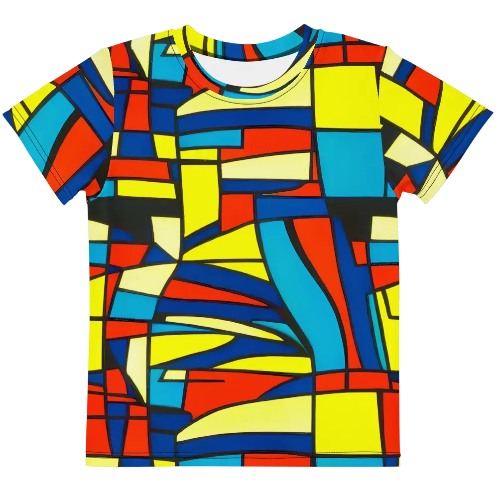 Neon Fractals on Kids Crew Neck T-Shirt — Front