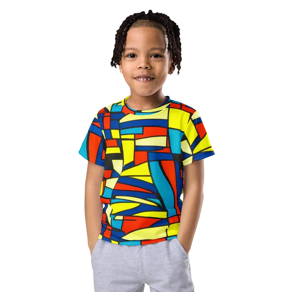 Neon Fractals on Kids Crew Neck T-Shirt — Front