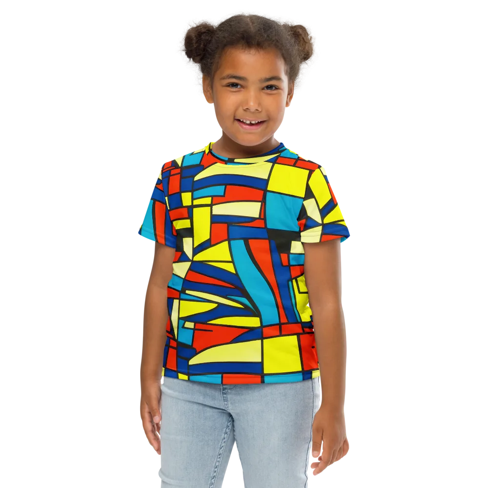 Neon Fractals on Kids Crew Neck T-Shirt — Front