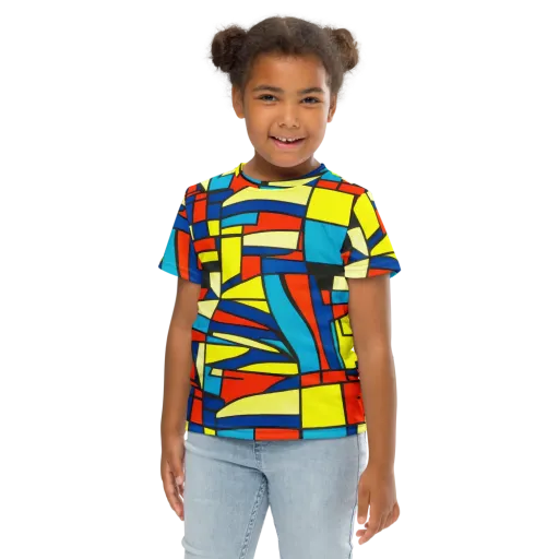 Neon Fractals on a Kids Crew Neck T-Shirt