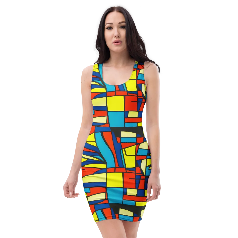 Neon Fractals on Bodycon Dress — Front
