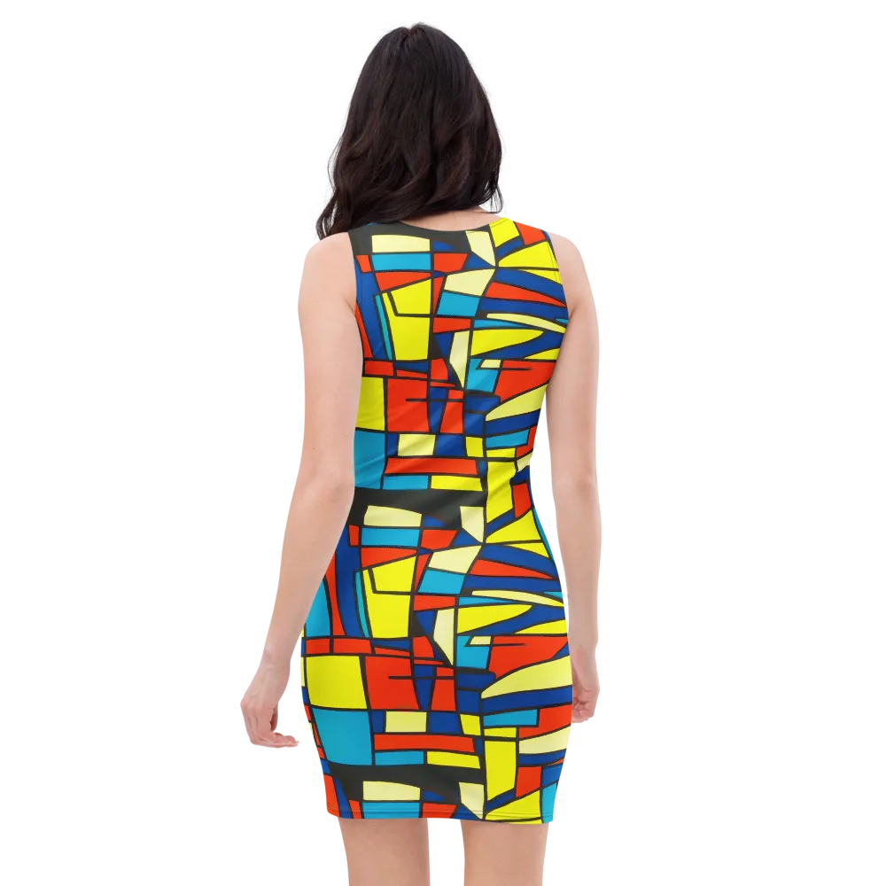 Neon Fractals on Bodycon Dress — Back