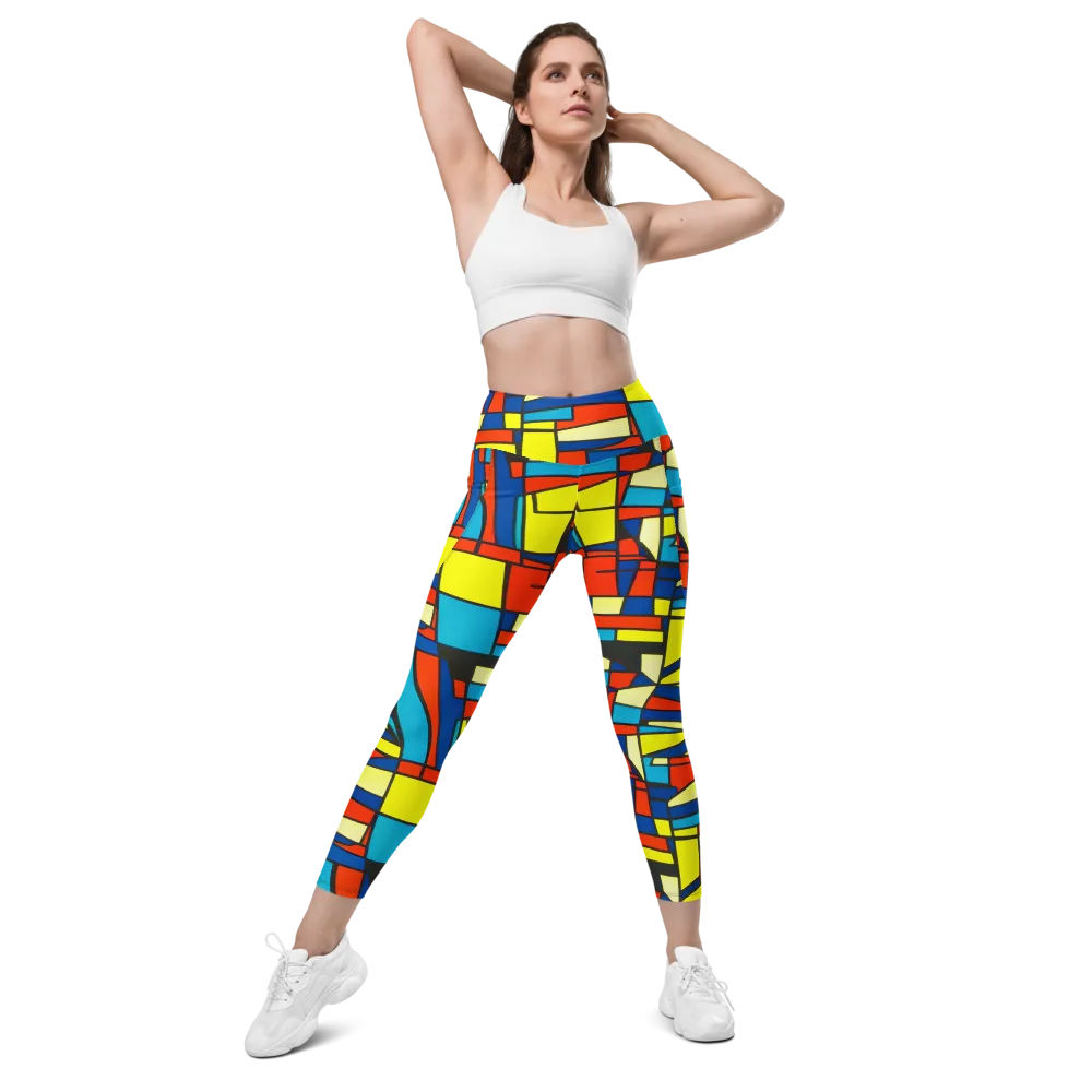 Neon Fractals on Leggings with Pockets — Front