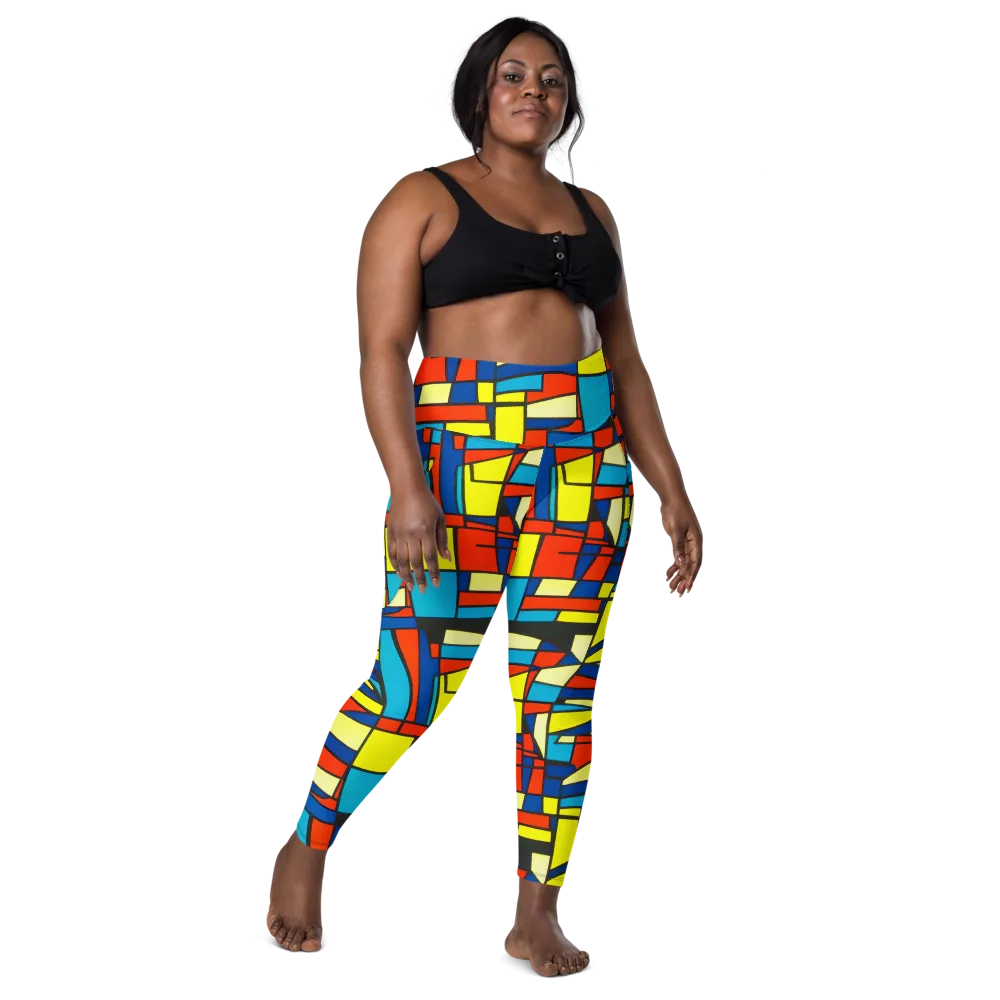Neon Fractals on Leggings with Pockets — Front