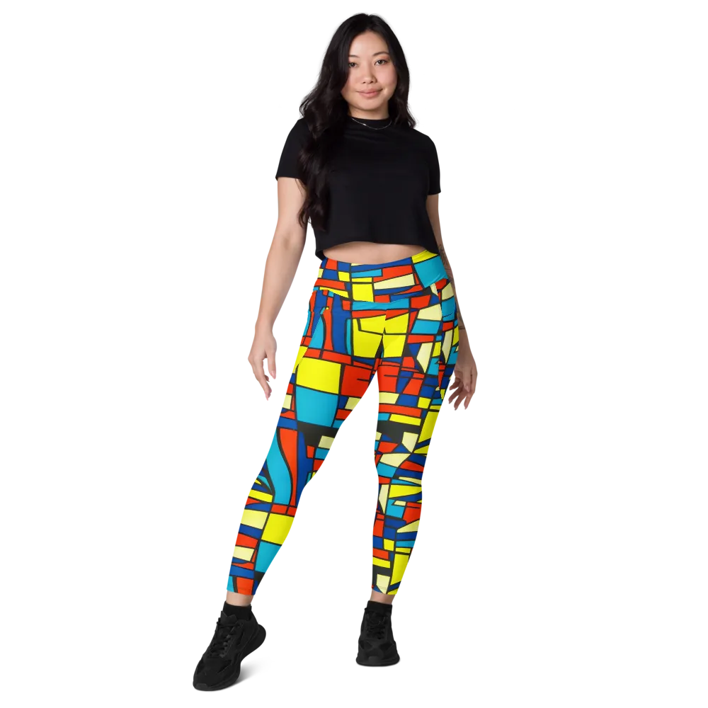 Neon Fractals on Leggings with Pockets — Front